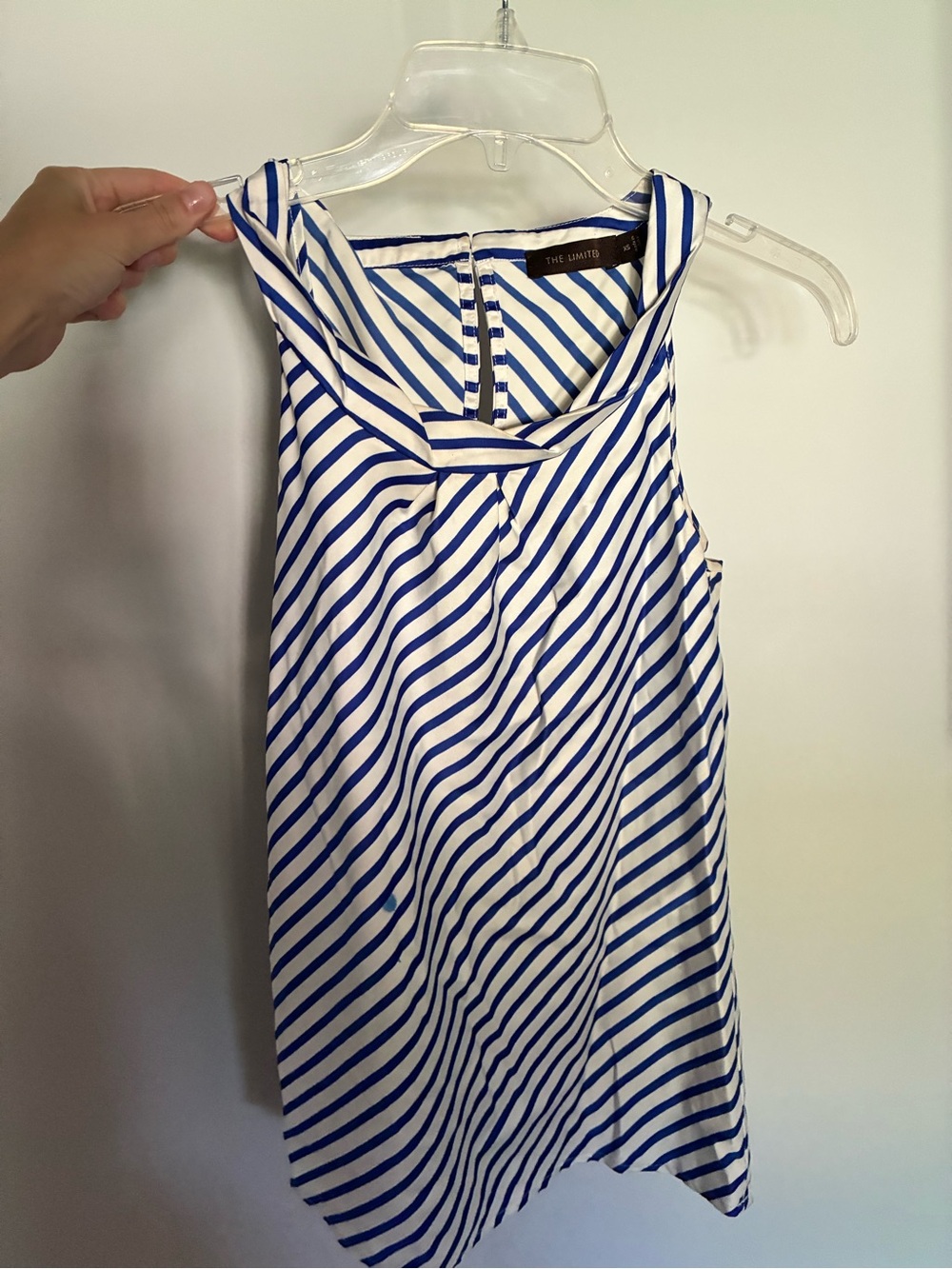 The Limited Blue & White Diagonal Stripe Sleeveless Camisole